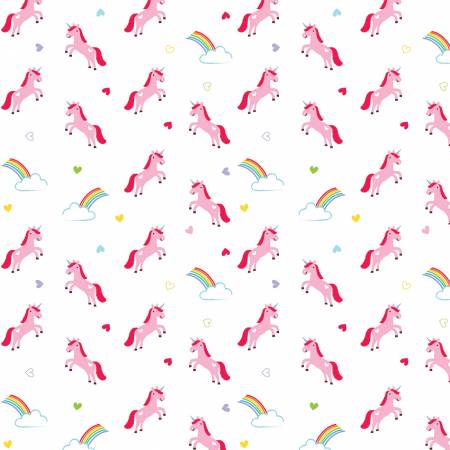 Riley Blake Designs Designer  FLANNEL Once Upon A Time Unicorns White