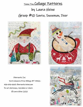 {New Arrival} Laura Heine Teeny Tiny Collage Group #10 Santa, Snowman, Deer Pattern