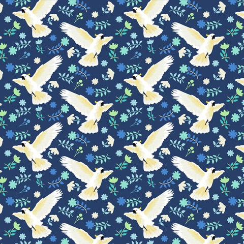 Amanda Joy Designs Australian Soaring Cockatoo Flying Navy