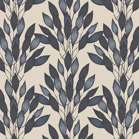 {New Arrival} Art Gallery Fabrics Haven Brushed Leaves Gris