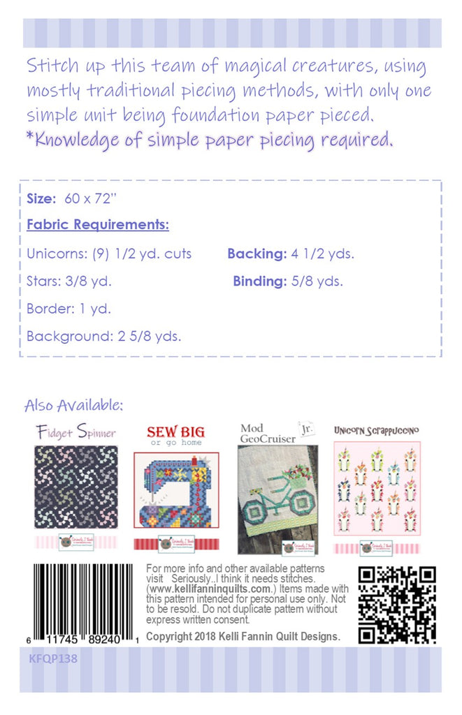 Riley Blake Designs Team Unicorn pattern- Kelli Fannin