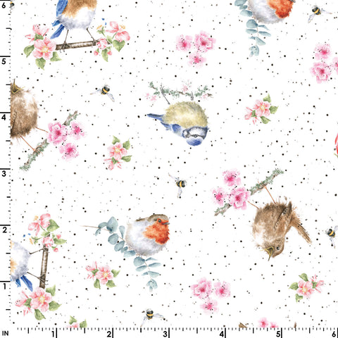 Maywood Studio Bramble Patch Tossed Birds White