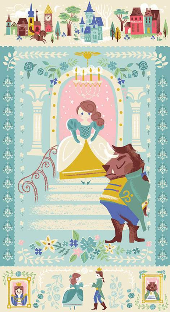 Riley Blake Beauty & the Beast Panel Blue