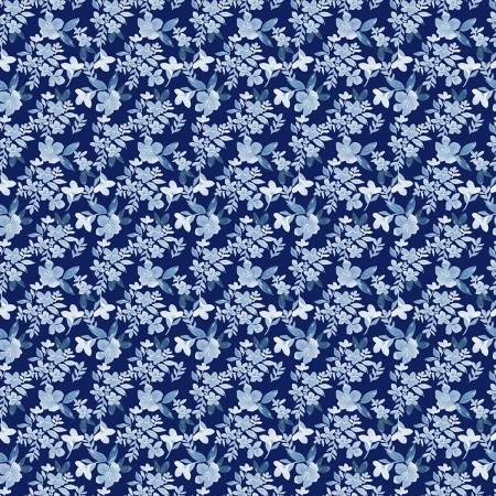 Corrine Haig Peony Pagoda Navy Blossoms Digitally Printed