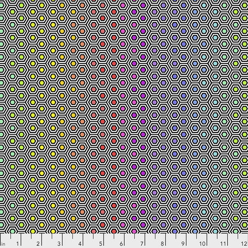{New Arrival} Tula Pink Linework Hexy Rainbow - Ink