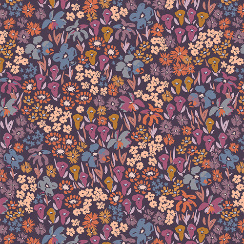 {New Arrival} Art Gallery Fabrics Dusk Fusion RAYON Bloomkind Meadow Dusk