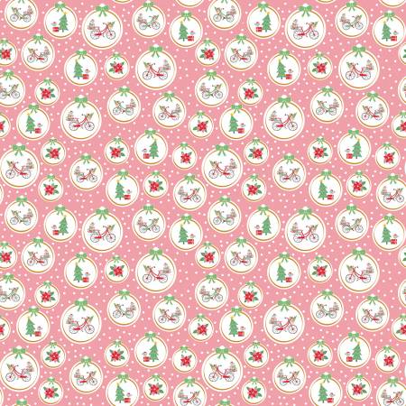 Riley Blake Christmas Adventure Christmas Metallic Ornaments Peony