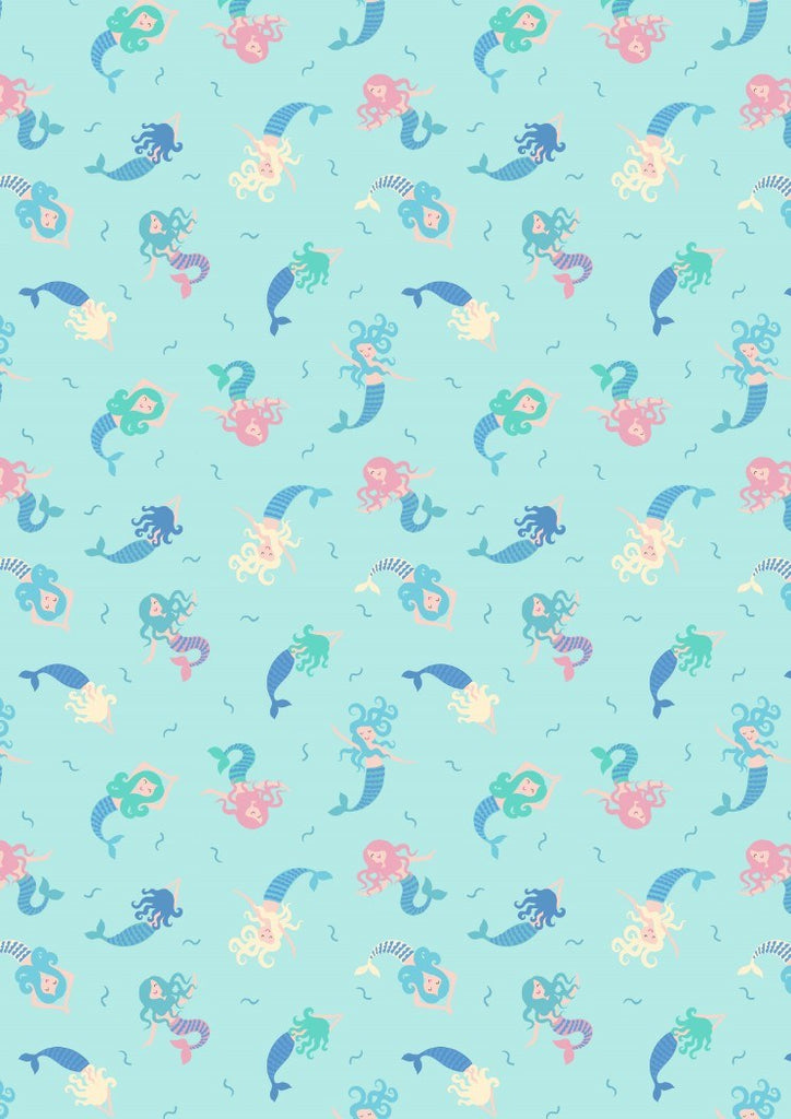 Lewis & Irene Small Things Mermaids on Blue- Blue Metallic