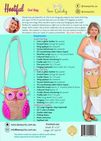 Sew Quirky Hootiful Owl Bag Pattern