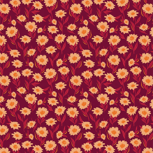 {New Arrival} Art Gallery Fabrics Season & Spice Bountiful Daisies Cherry