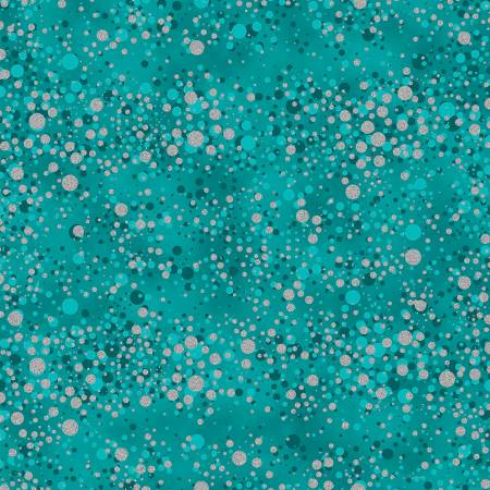 {New Arrival} Hoffman Fabrics Fly Home for Winter Multi Spots Turquoise/Silver Metallic