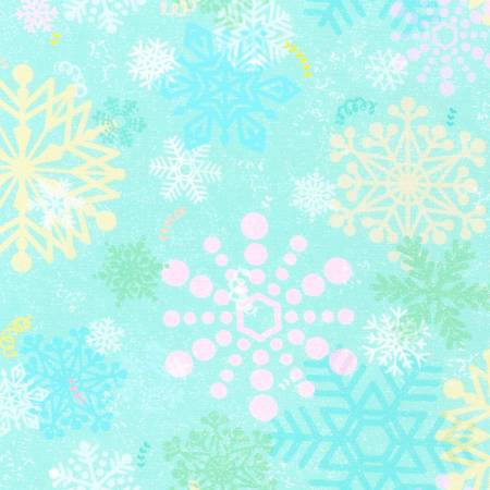 Robert Kaufman Tinsel Town Snowflakes Sky