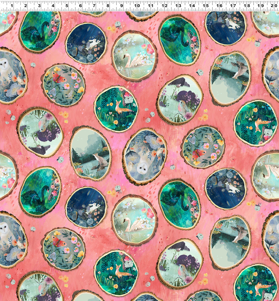 Clothworks Moments Digital Wood Rounds Coral