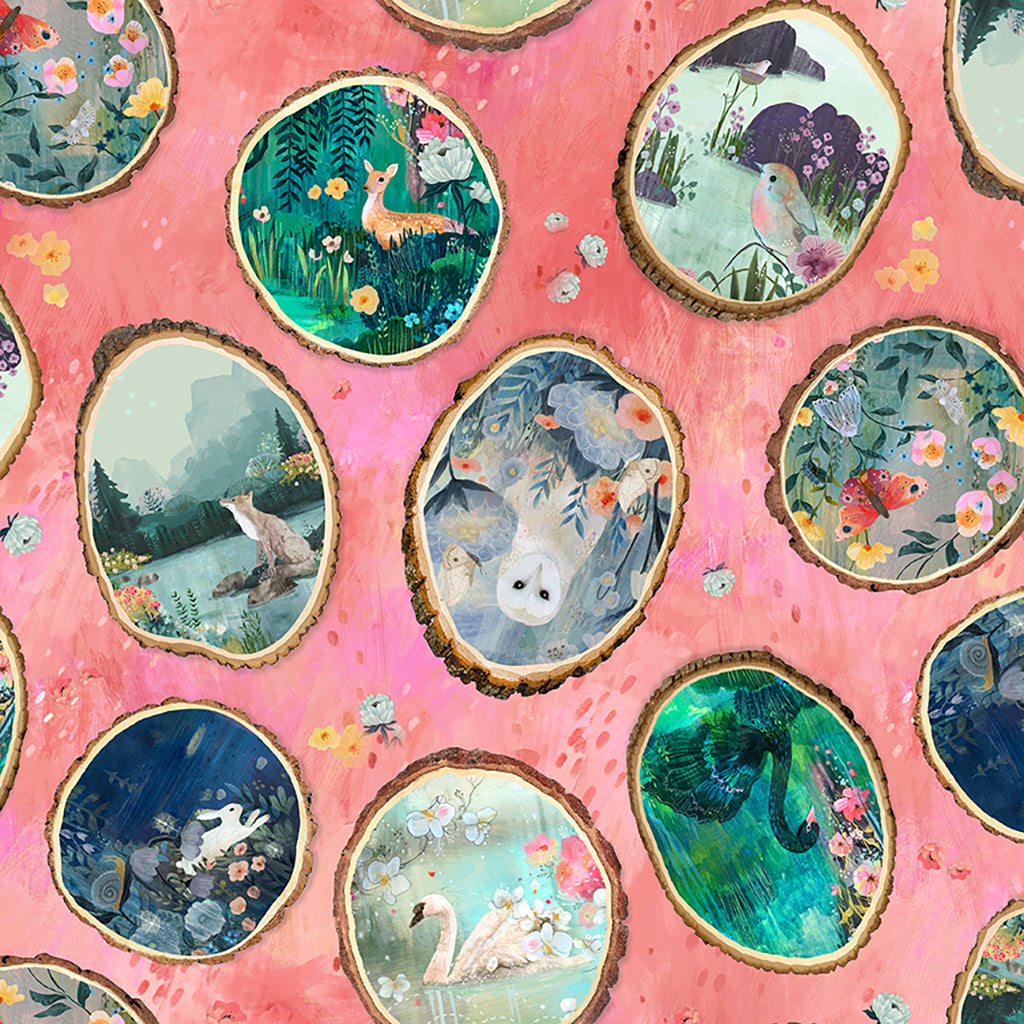 Clothworks Moments Digital Wood Rounds Coral