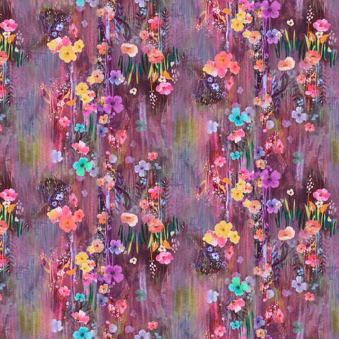 Clothworks Moments Digital Floral Drip Wine
