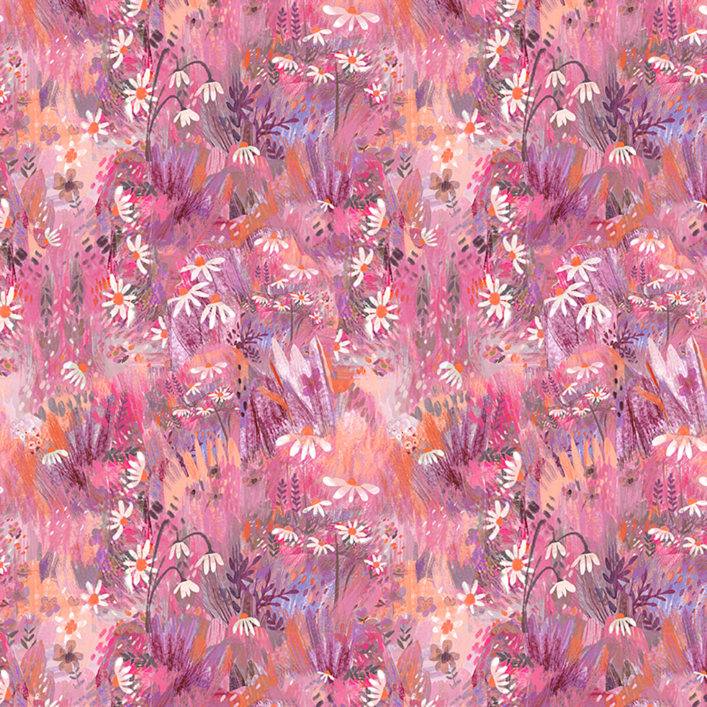 Clothworks Moments Digital Bouquets Fairy Flowers Pink