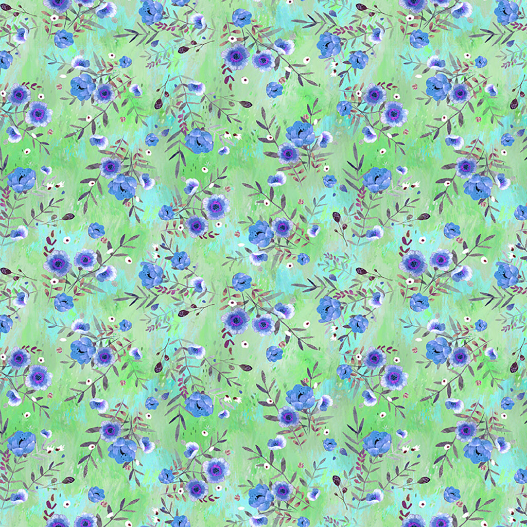 Clothworks Moments Digital Bouquets Light Green