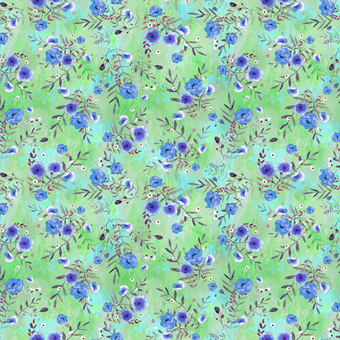 Clothworks Moments Digital Bouquets Light Green