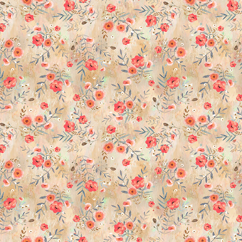 Clothworks Moments Digital Bouquets Light Rust