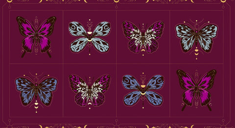 Moda Ruby Star Society Tiger Fly Gossamer Panel Purple Velvet