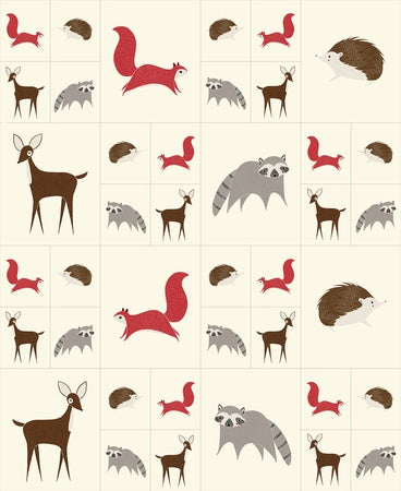 Moda Gingiber Bramble Critters Galore Panel Multi