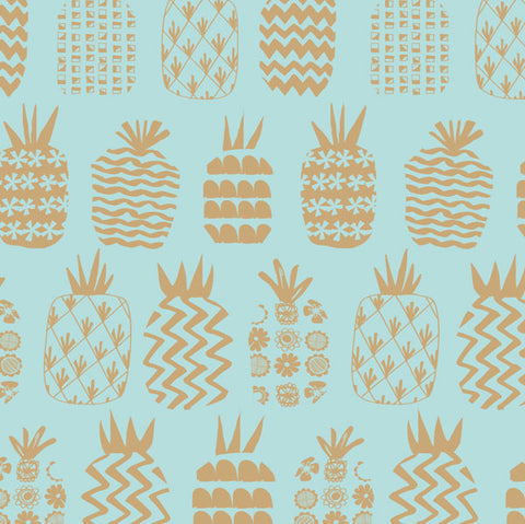 Dashwood Studios Ocean Drive Pineapples Blue Metallic Gold