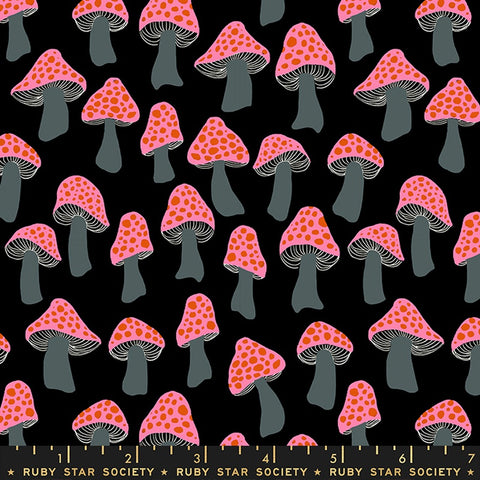 {New Arrival} Moda Ruby Star Society Firefly Mushrooms Black