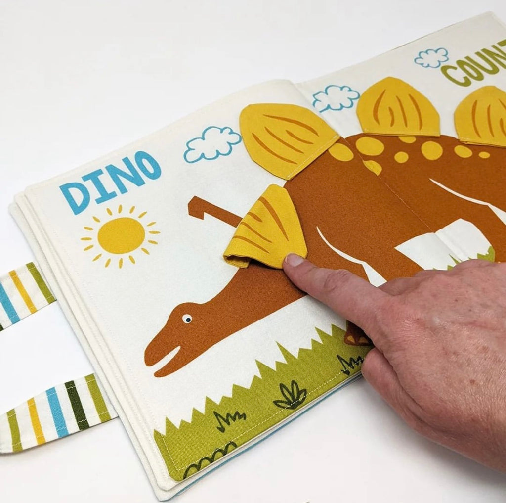 Moda Stacy Iest Hsu Stomp Stomp Roar Activity Book Panel 90cm by 150cm