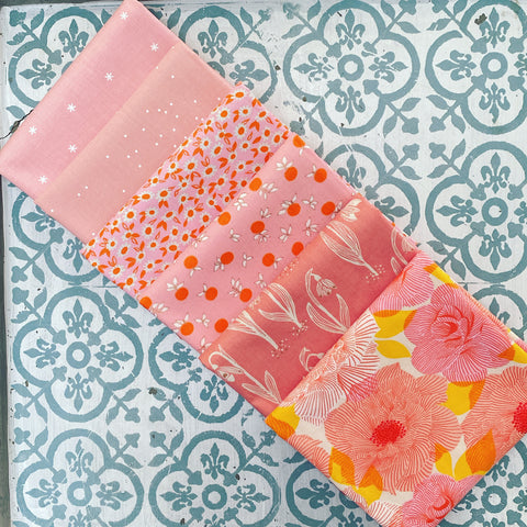 {New Arrival} Moda Ruby Star Society Sampler Curated Fat Quarter Bundle x 6 Peach Blossom Prints