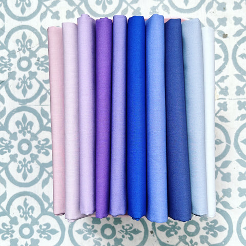 {New Arrival} Art Gallery Fabrics Colour Series SOLIDS Fat Quarter Bundles x 10 Pieces Wisteria