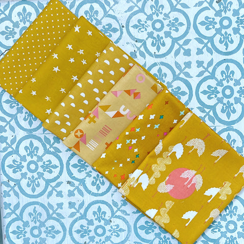 {New Arrival} Moda Ruby Star Society Sampler Curated Fat Quarter Bundle x 6 Goldenrod Prints Geometric