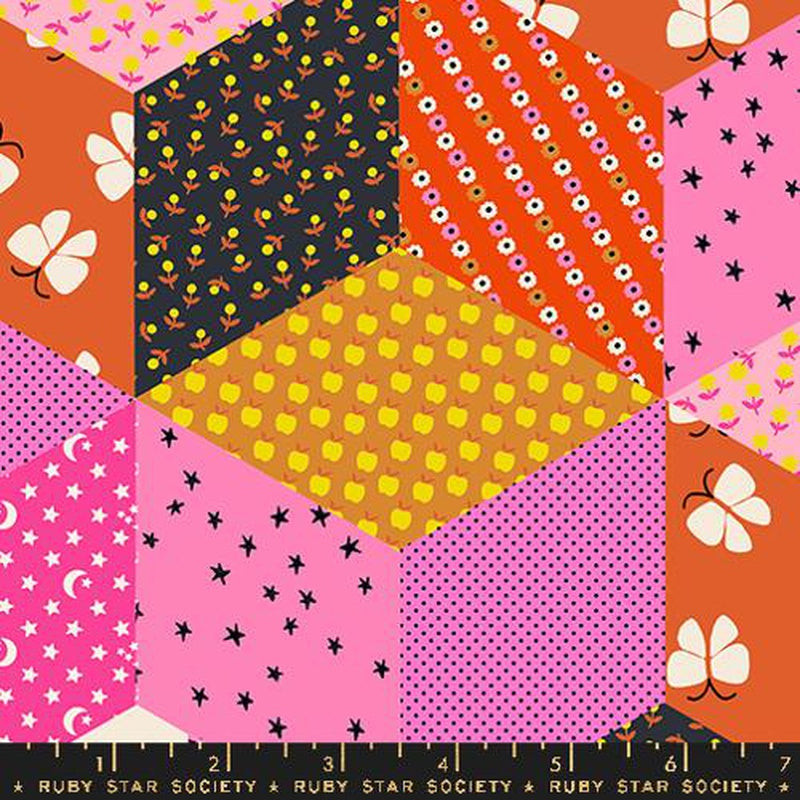 {New Arrival} Moda Ruby Star Society Ooh Lucky Lucky Tumbling Blocks Lucky Pink