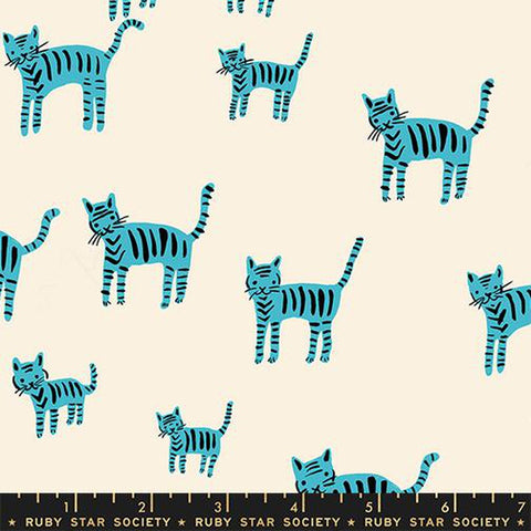 {Pre-Order October} Moda Ruby Star Society Catnap Tiger Stripes Turquoise