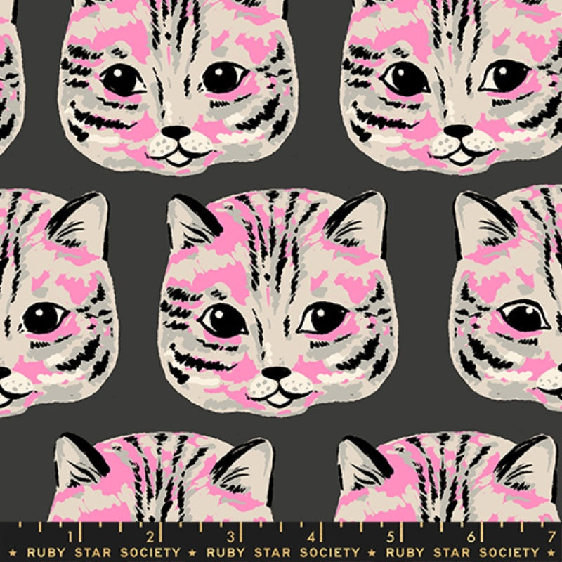 {Pre-Order June} Moda Ruby Star Society Oops All Cats - CANVAS Meow Meow Soft Black
