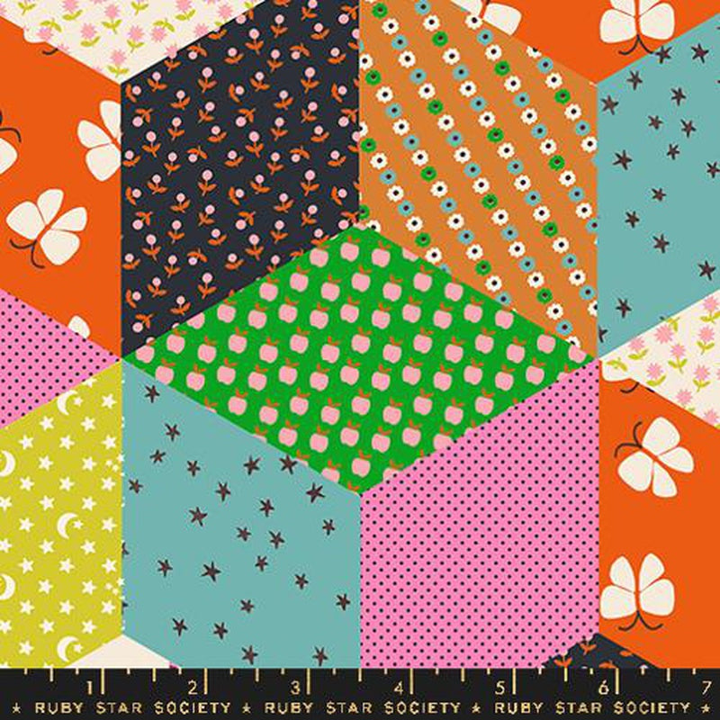 {New Arrival} Moda Ruby Star Society Ooh Lucky Lucky Tumbling Blocks Vivid