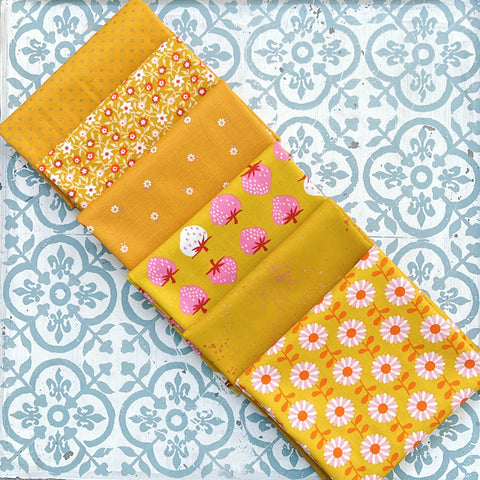 {New Arrival} Moda Ruby Star Society Sampler Curated Fat Quarter Bundle x 6 Goldenrod Floral
