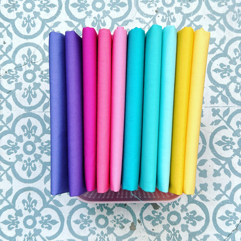 {New Arrival} Art Gallery Fabrics SOLIDS Fat Quarter Bundles x 10 Pieces Rainbow Bright