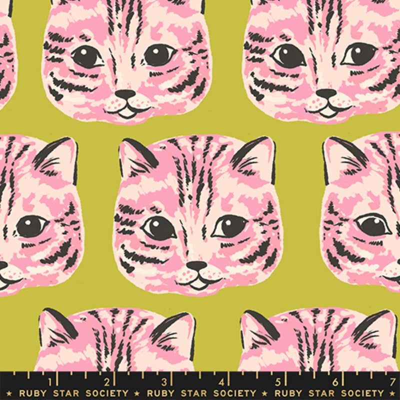 {Pre-Order June} Moda Ruby Star Society Oops All Cats - CANVAS Meow Meow Pistachio