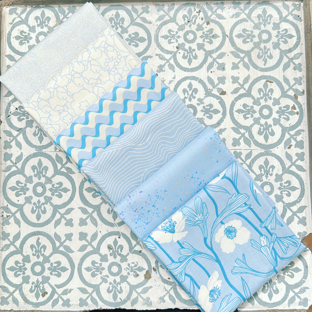 {New Arrival} Moda Ruby Star Society Sampler Curated Fat Quarter Bundle x 6 Blue Water Light