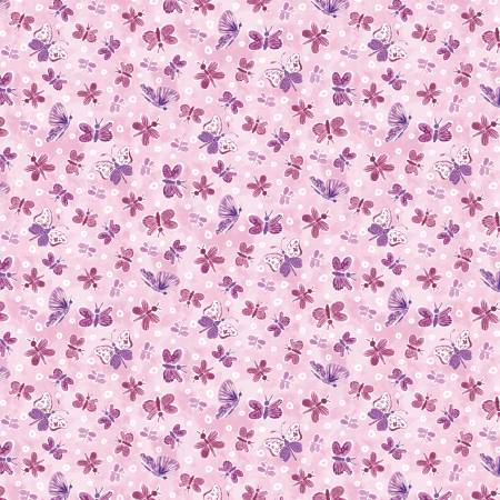 {Pre-Order April} Camelot Fabrics Nature's Melody Pink Ditsy Butterflies