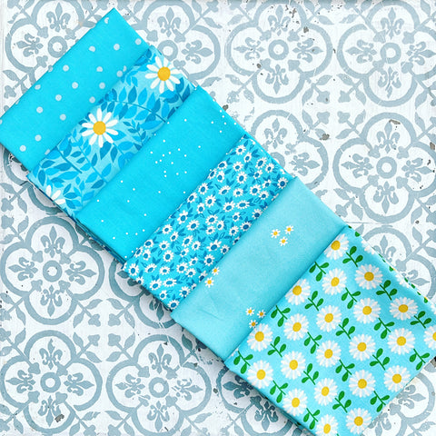 {New Arrival} Moda Ruby Star Society Sampler Curated Fat Quarter Bundle x 6 Turquoise Floral