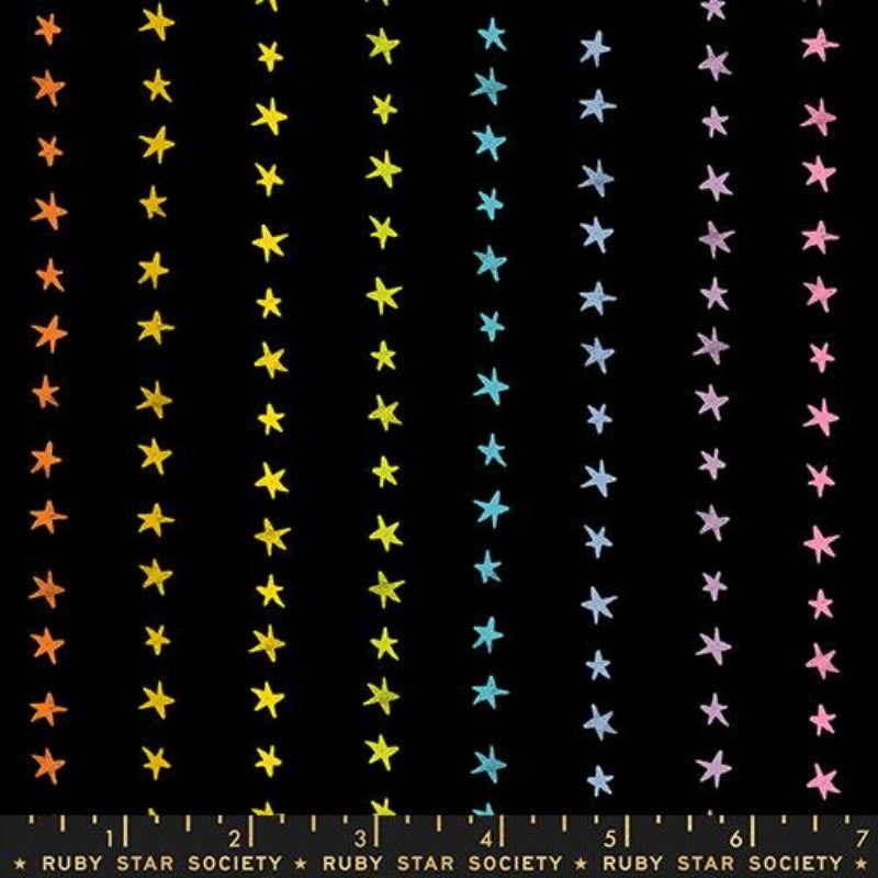 {Pre-Order April} Ruby Star Society Daisy Days - Starry Stripe Multi on Black