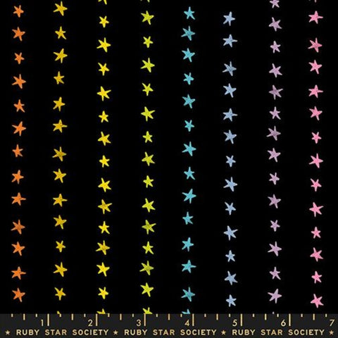 {Pre-Order April} Ruby Star Society Daisy Days - Starry Stripe Multi on Black