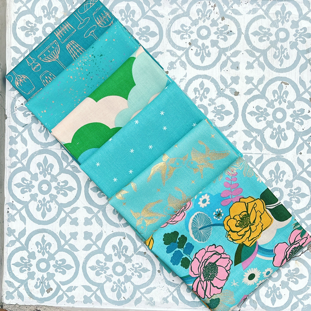 {New Arrival} Moda Ruby Star Society Sampler Curated Fat Quarter Bundle x 6 Turquoise