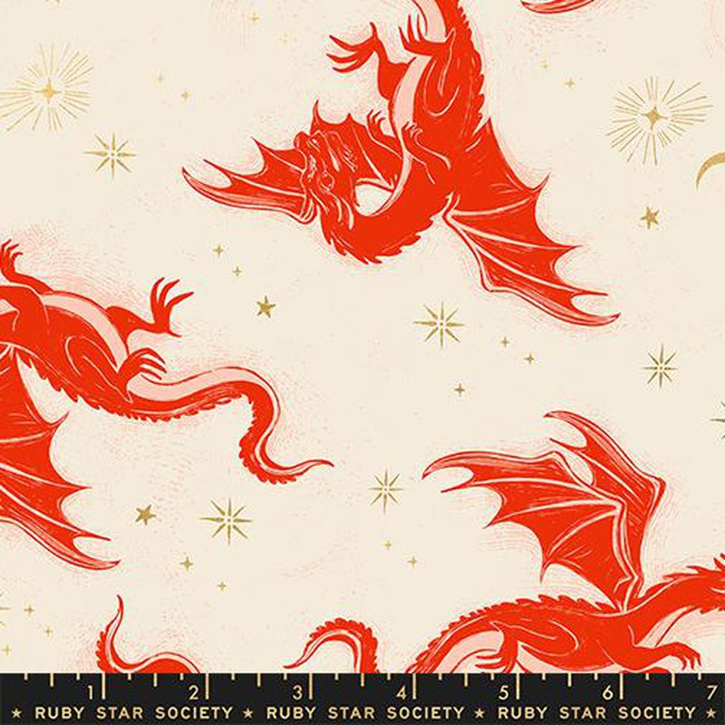 {Pre-Order April/May} Moda Ruby Star Society Fireglow Etched Dragons Dark Ruby Metallic