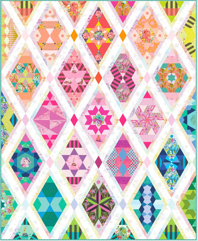{New Arrival} Tula Pink Queen of Diamonds Pattern + Acrylic Template + Complete Piece Pack