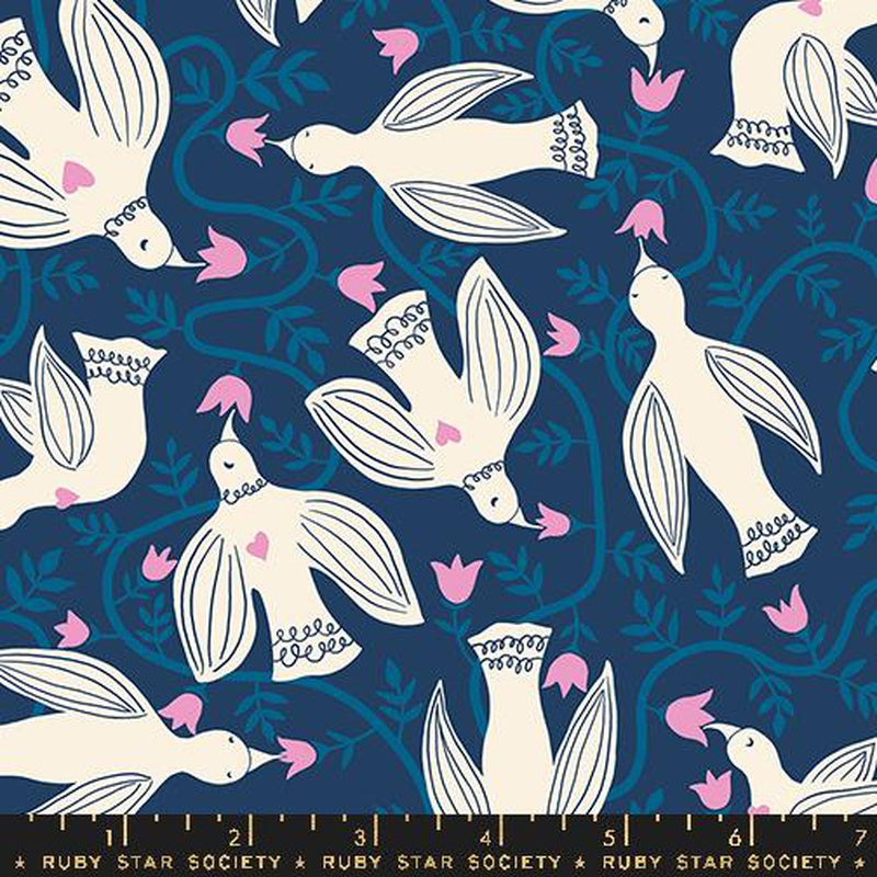 {New Arrival} Moda Ruby Star Society Endpaper Humingbirds Bluebell