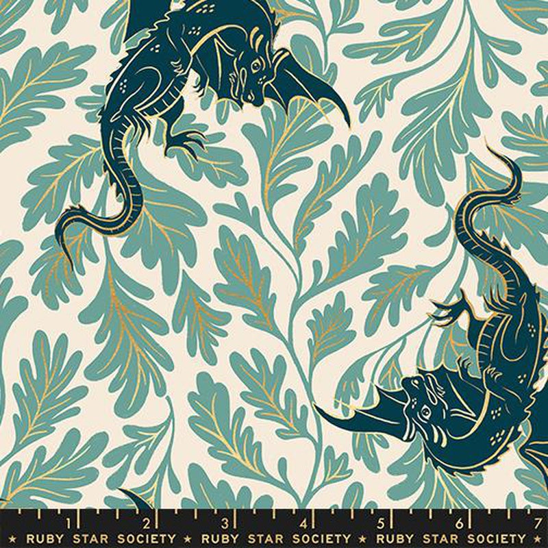 {Pre-Order April/May} Moda Ruby Star Society Fireglow Dragon Lair Metallic Watercress