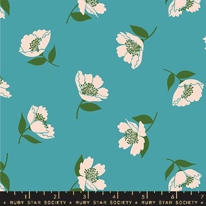 {New Arrival} Moda Ruby Star Society Juicy Fluttering Florals Dark Turquoise
