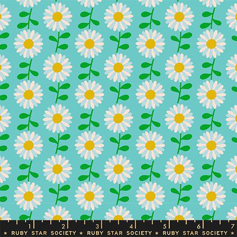 {New Arrival} Moda Ruby Star Society Flowerland Field of Daisies Turquoise